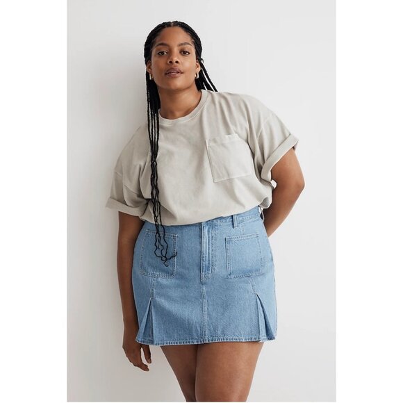 Madewell $88 Pleated Denim Mini Skirt Stilecrost Wash Size 33 NL337 - Picture 2 of 7